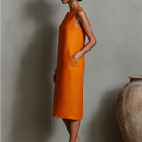 Klaudie – Dámské Elegantní Midi Šaty bez Rukávů