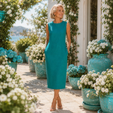 Klaudie – Dámské Elegantní Midi Šaty bez Rukávů