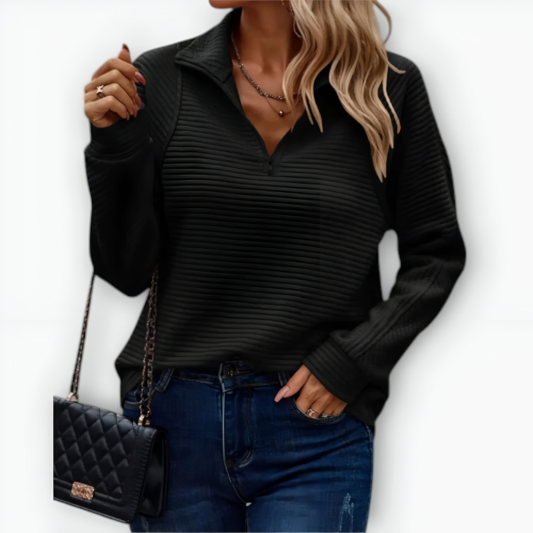 Nina - Elegantní tričko s polo zipem