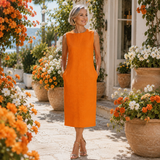 Klaudie – Dámské Elegantní Midi Šaty bez Rukávů