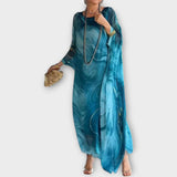 Maxi kaftan s průhlednou texturou