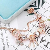 Růžový Dromenvanger Náramek se Stříbrnými Charms
