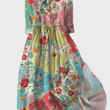 Pestrobarevné květinové šaty ve stylu patchwork