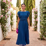 Seraphina | Elegantní Maxi Šaty S Plisováním a Uvázaným Pasem
