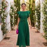 Seraphina | Elegantní Maxi Šaty S Plisováním a Uvázaným Pasem