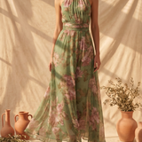 Livia | Elegantní Maxi Halter Květnové Šaty