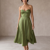 Liora | Elegantní Midi Šaty Bez Ramínek