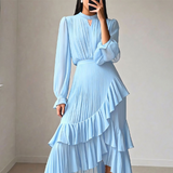Elegantní midi šaty s plisováním a volány
